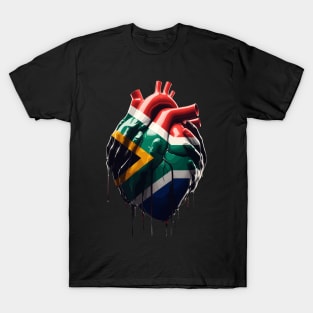 South African Flag Heart T-Shirt